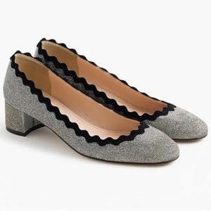 J. Crew Glitter Shoes with Black Trim